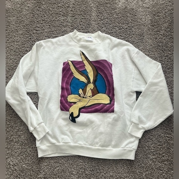 Vintage Looney Tunes Wiley Coyote Logo Cartoon TV 90’s Sweatshirt  Men Sz XL - Picture 1 of 10